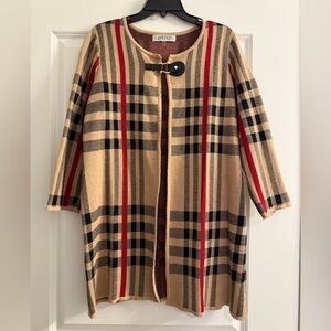 Kasper Women’s Plaid Cardigan Sweater Size L